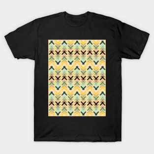 Stylized geo shapes in warm yellows, greens and blues T-Shirt